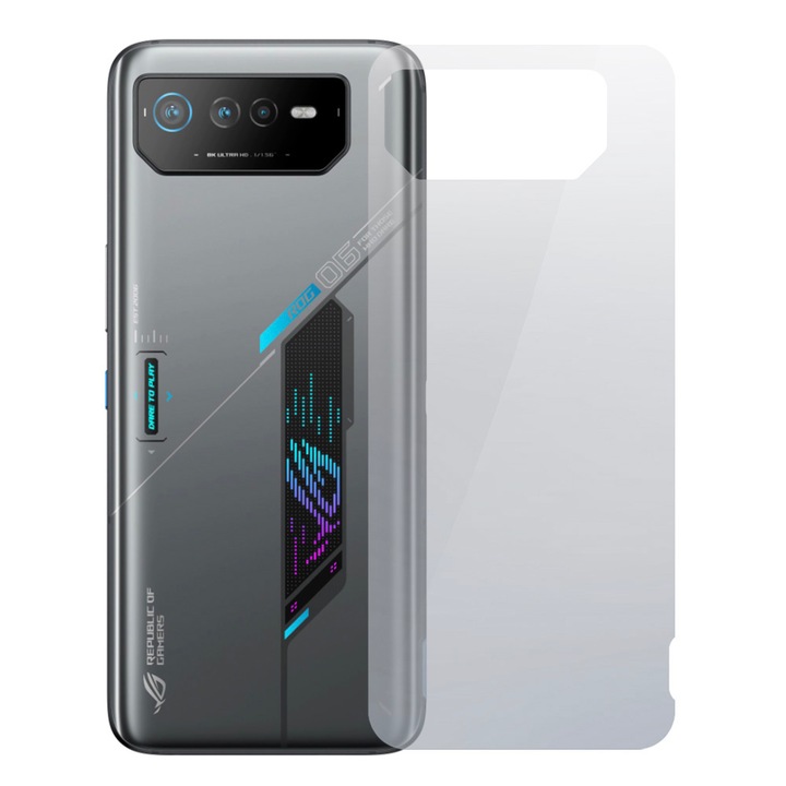 Протектор Back Shield, Съвместим с Asus ROG Phone 6D, Защита на гърба, Хидрогел в 3 слоя, Анти-пожълтяване, Анти-UV, Регенерируем, Анти-шок