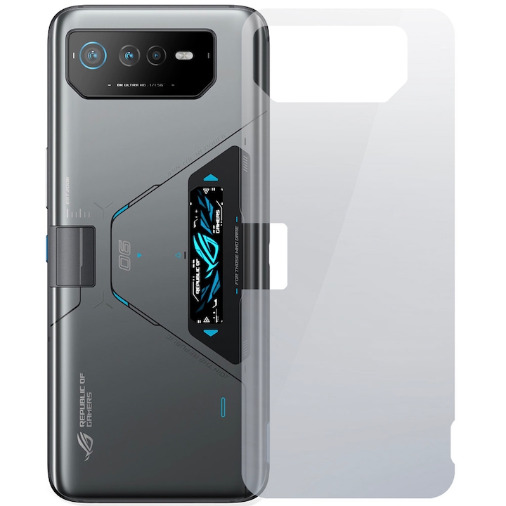 Back Shield филм, съвместим с Asus ROG Phone 6D Ultimate, Защита на гърба, Хидрогел в 3 слоя, Анти-пожълтяване, Анти-UV, Регенерируем, Анти-шок, Лесен монтаж