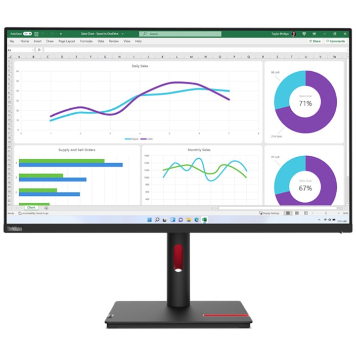 Монитор Lenovo ThinkVision T32h-30, 31.5" IPS, QHD 2560x1440, 16:9, 4 ms, 350 cd/m², Raven Black