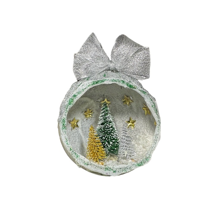 Glob de Craciun, Zen Art, Realizat Manual, Argintiu 10 cm