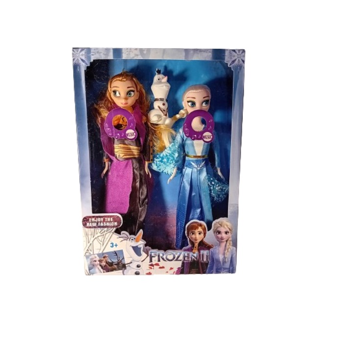 Set 2 papusi muzicale Frozen Ana, Elsa si Olaf, 30 cm