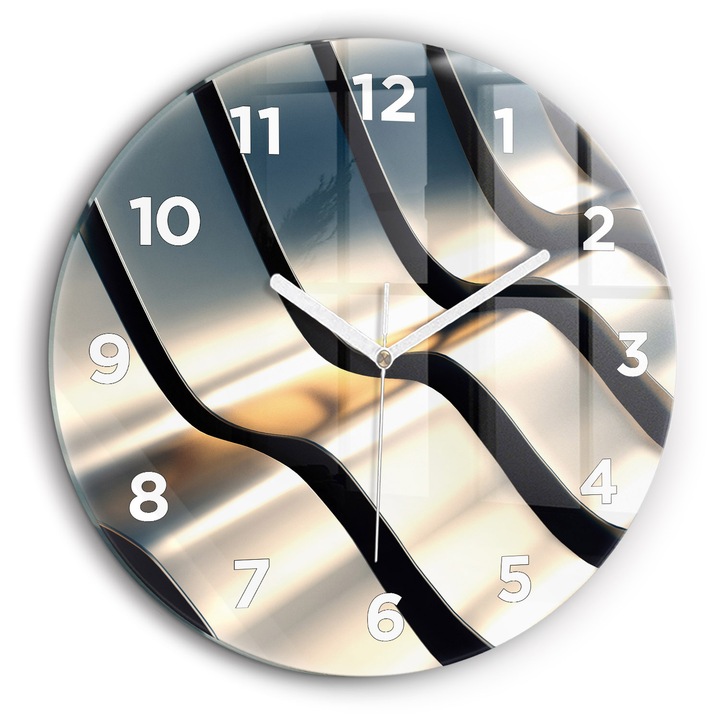 Falióra, Wallfluent, üveg, Fehér mutatók, Arab, Ezüst modell, Ezüst, Kerek Ø60 cm, 010010500050100272193