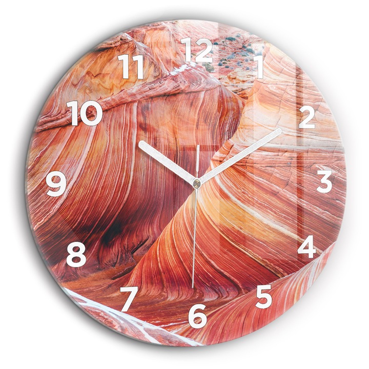 Falióra, Wallfluent, üveg, Fehér mutatók, Arab, Festői Grand Canyon, Sárga, Kerek Ø60 cm, 010010500050100273705