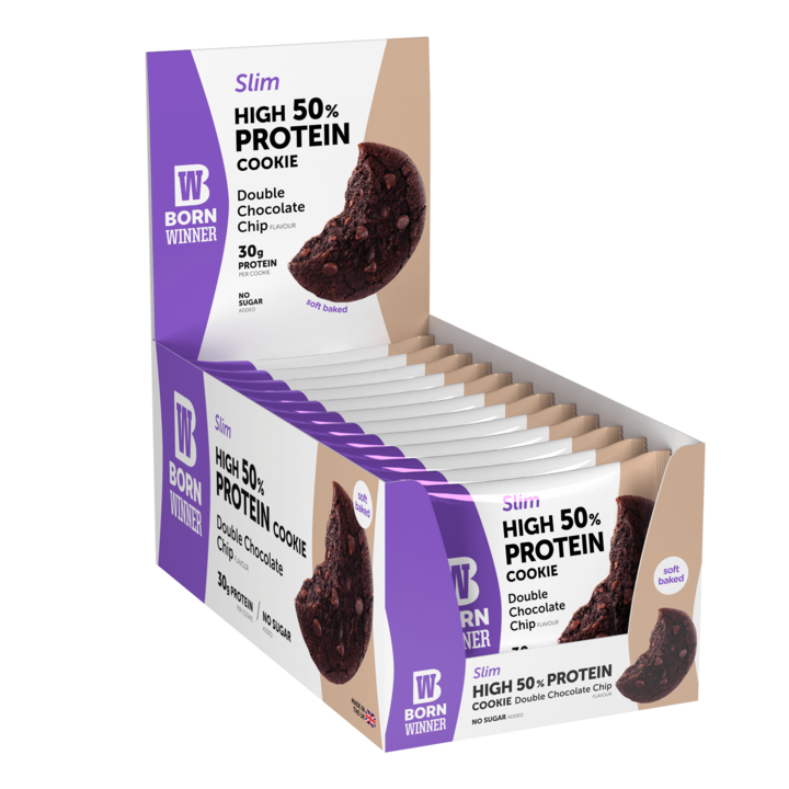 Cutie 12 biscuiti proteici Born Winner SLIM, Biscuiti si Crema de Ciocolata, 12 x 60g