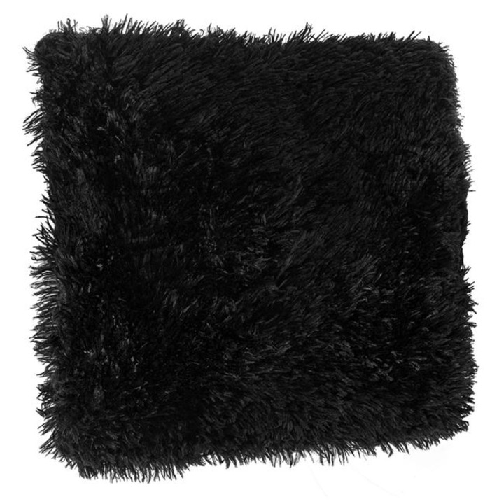 Декоративна кожена възглавница, квадратна, черна, 51x51 см
