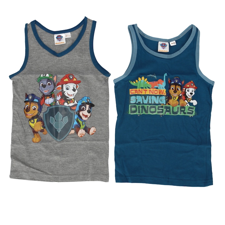 Комплект от две тениски за момчета, многоцветни, Спасяване на динозаври, Paw Patrol, Многоцветен