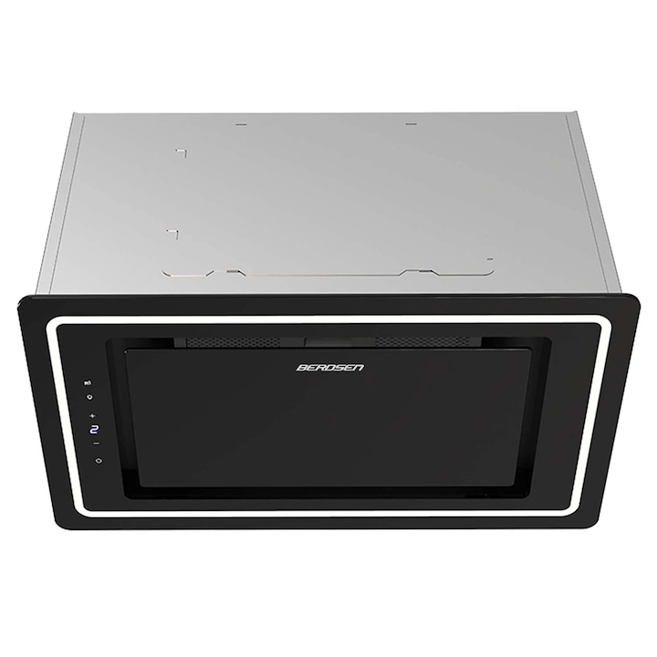 Hota decorativa Studio Casa, 1 motor turbo, 3 trepte de viteza, iluminare LED, 300 mc/h, latime 60 cm, bej