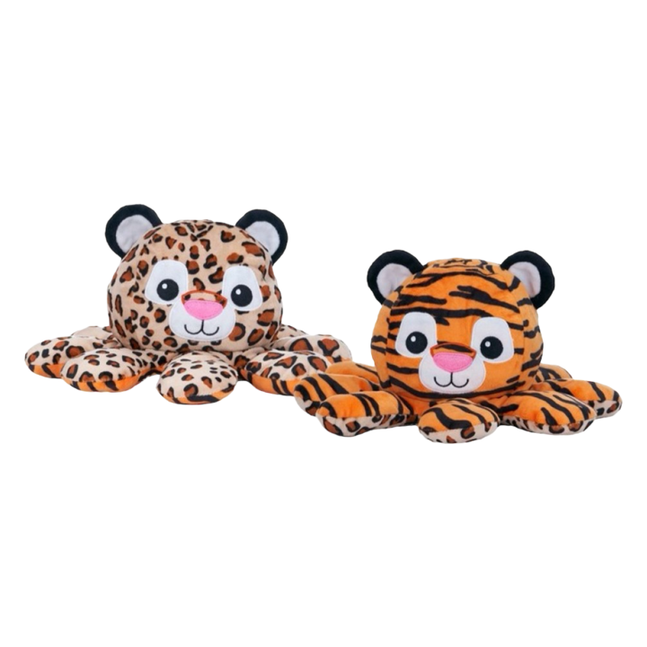 Jucarie de plus reversibila Tigru – Jaguar, 30 x 15 cm, Reversible Octopus, Portocaliu/Crem