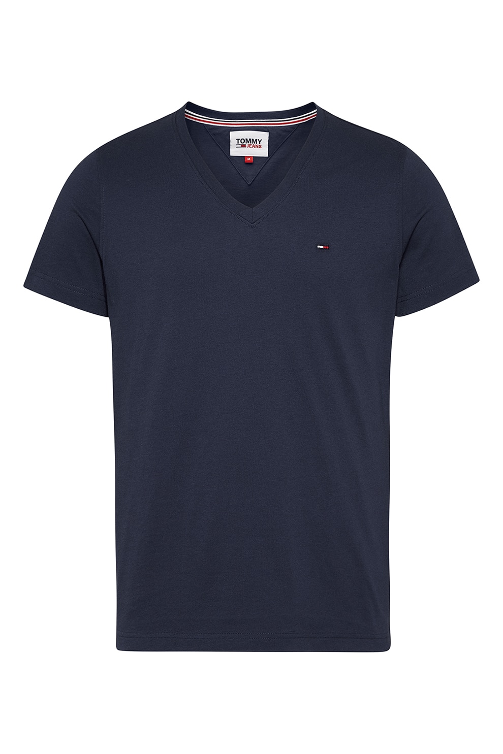 Tommy Jeans, Tricou de bumbac organic cu decolteu in V, Albastru ultramarin, M