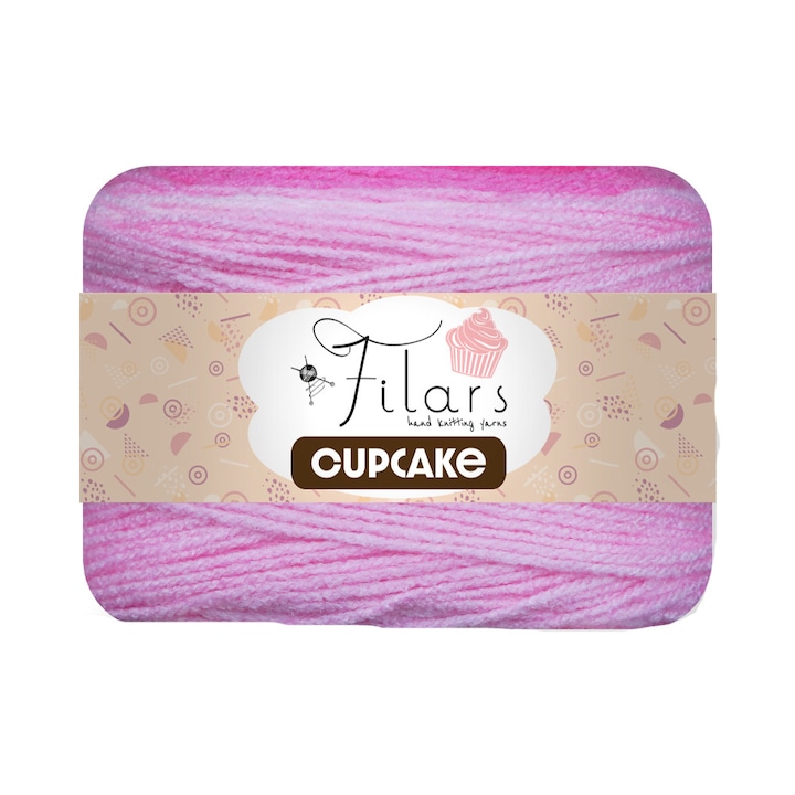 Filars Cupcake textilszál 5864, horgoláshoz és kötéshez, akril, többszínű, 490 m