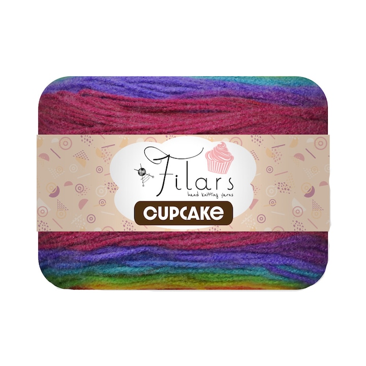Filars Cupcake 5871 Textil cérna, horgoláshoz és kötéshez, akril, többszínű, 490 m