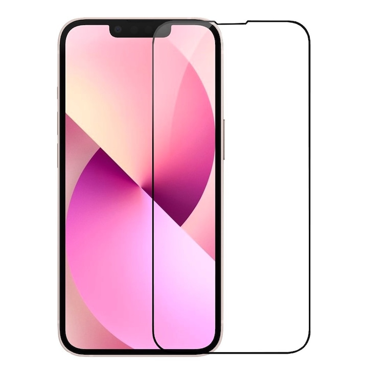 Folie de Sticla 99H Tempered Glass Full Glue Negru, Acoperire Completa pentru iPhone 13 Mini