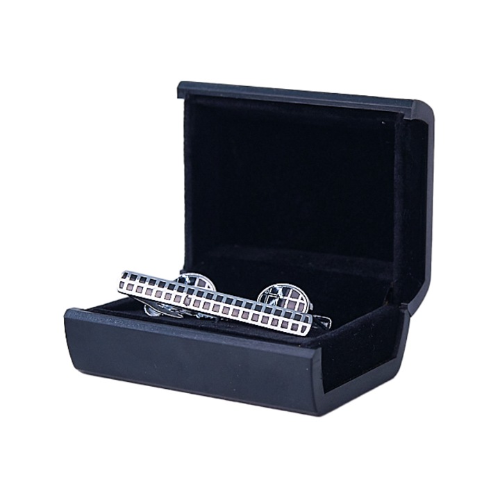 Set butoni camasa si ac de cravata, Exclusive Style II, Argintiu/Negru