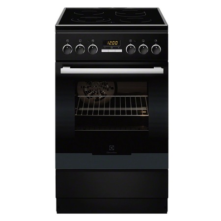 Aragaz electric Electrolux EKC54552OK, 4 Arzatoare vitroceramice, Cuptor electric, Grill, Curatare catalitica, Clasa A-10%, 50 cm, Negru