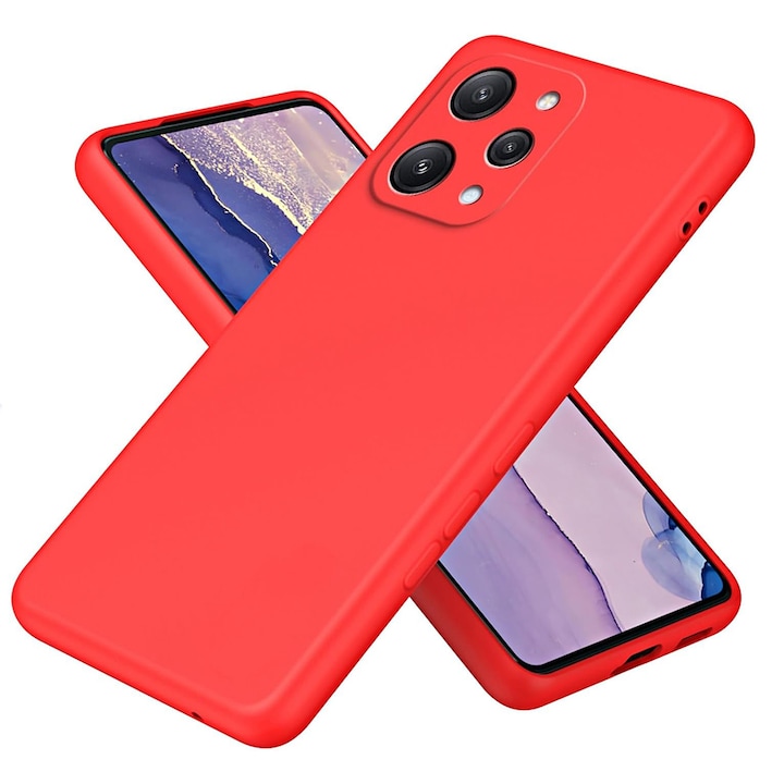 Силиконов калъф Jelly, съвместим с Xiaomi Redmi 12, вътрешност от микрофибър, гъвкав, червен