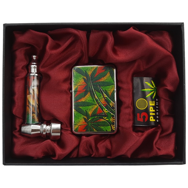 Set bricheta, pipa si 5 filtre pentru pipa, Multicolor