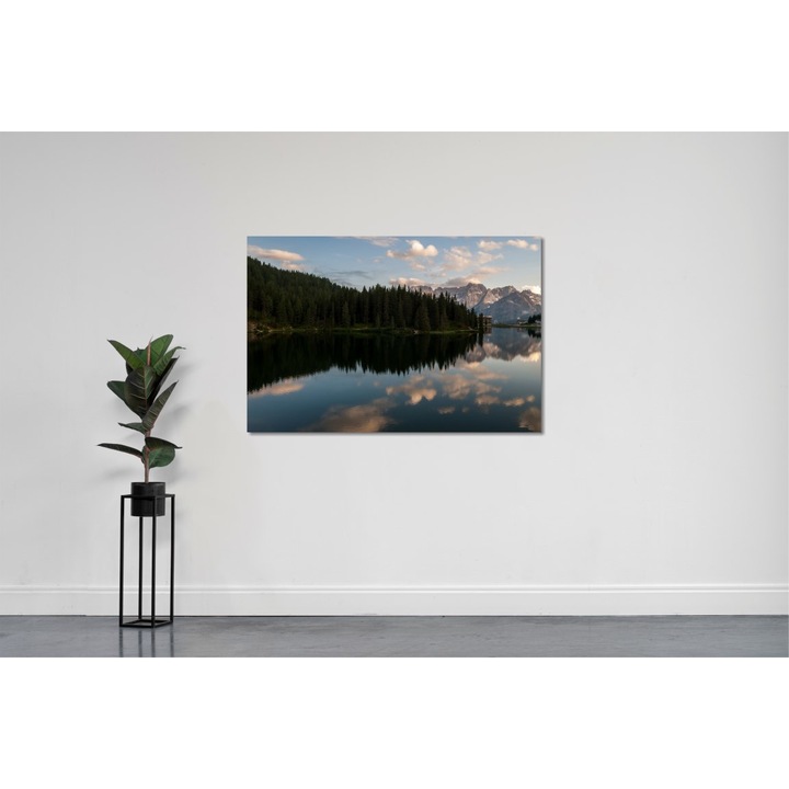 Tablou Canvas, Cerul Oglindit In Lacul Din Padure 6, 90x50 cm