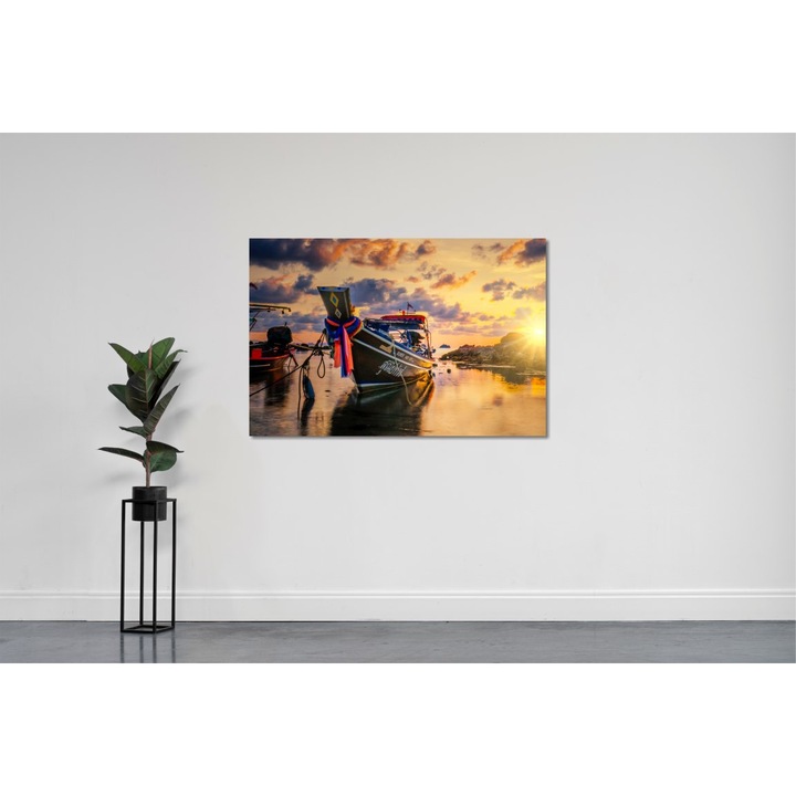 Tablou Canvas, Barca La Malul Marii, 90x50 cm