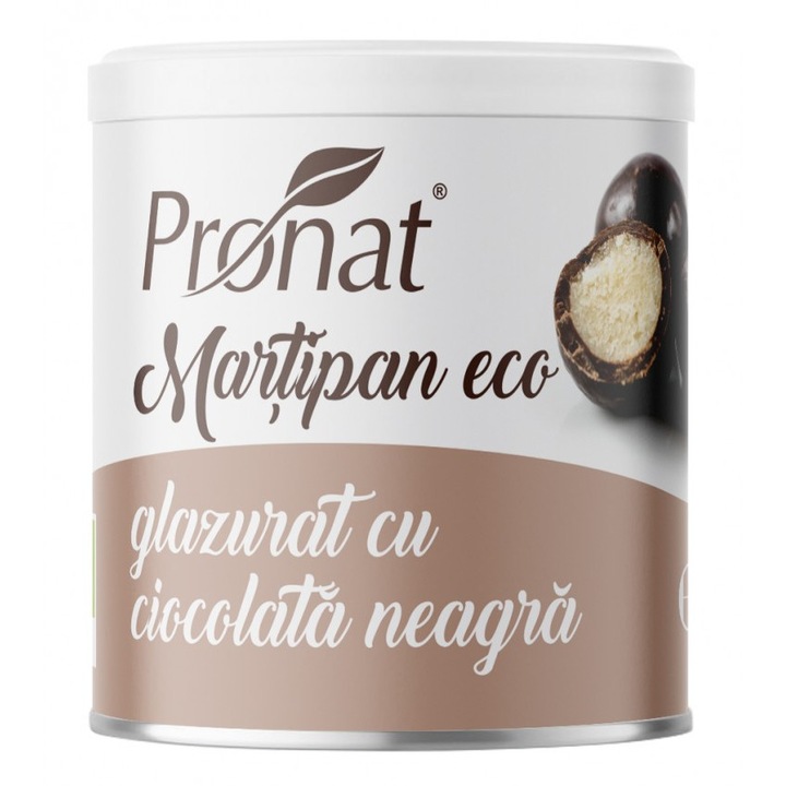 Martipan bio glazurat cu ciocolata neagra, 70g Pronat