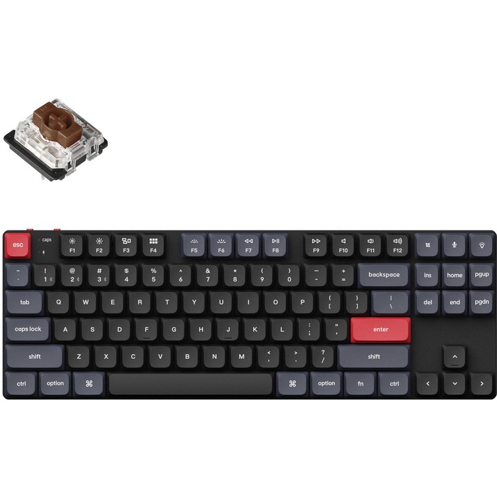 Безжична геймърска клавиатура Keychron K1 Pro QMK/VIA Brown, Черен, Bluetooth