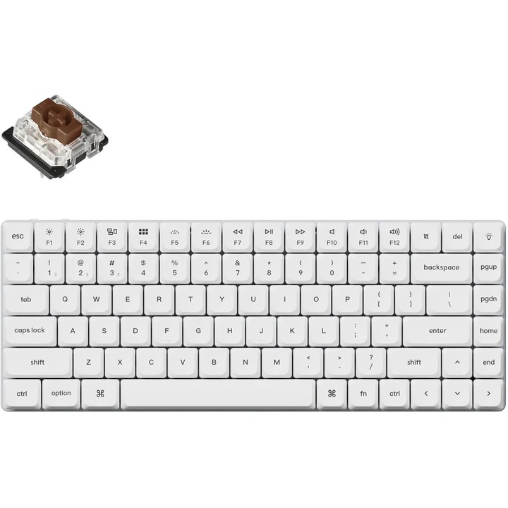 Безжична геймърска клавиатура Keychron K3 Pro QMK/VIA RGB Brown, Бял, Bluetooth