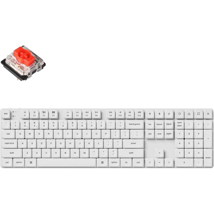 Безжична геймърска клавиатура Keychron K5 Pro Red, Бял, Bluetooth