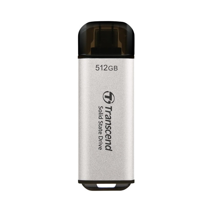 Външен SSD Transcend 512GB, USB External SSD, ESD300S, USB 10Gbps, Type C, Silver TS512GESD300S