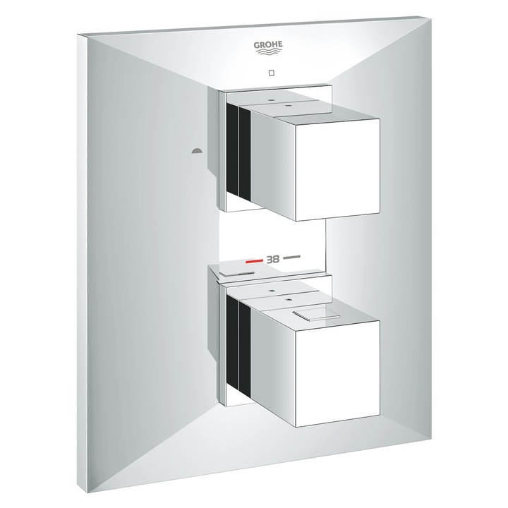 Смесител Grohe Allure Brilliant, Стенен, Термостатен, За вана/душ, За вграждане, Без вътрешно тяло, Хром