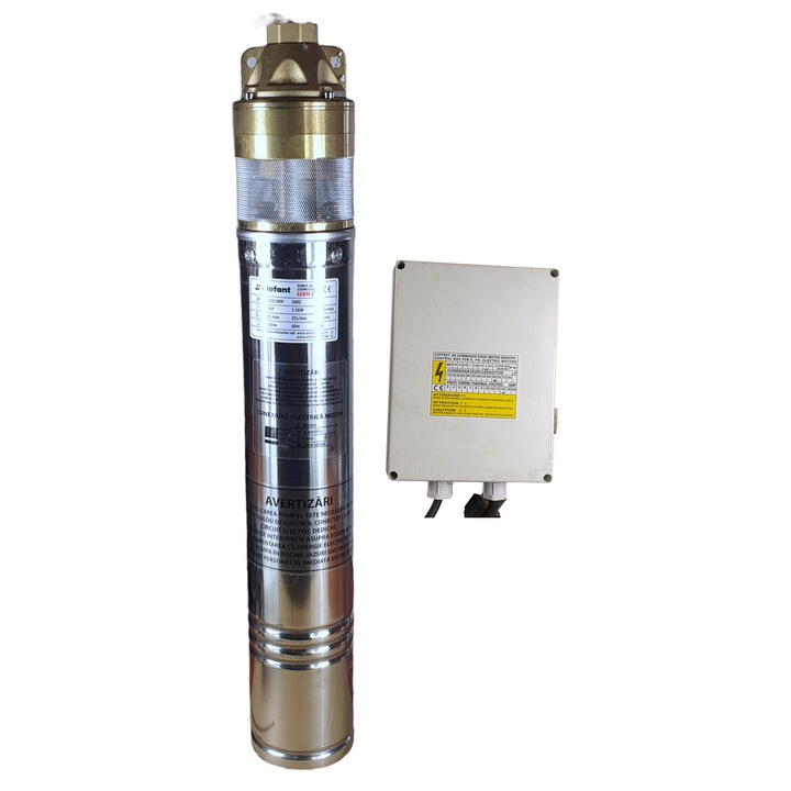 Pompa submersibila ape curate 4SKM-200, cu panou de comanda, 50 l/min, H max. 108 m, 1500 W, bobinaj din cupru