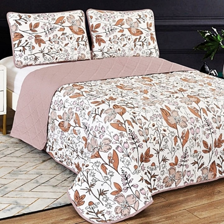 Cuvertura de pat matlasata 230x250 si 2 fete de perna 50x70 pentru pat dublu, 100% poliester, multicolor, Ralex Pucioasa, LDP-CVI-10020