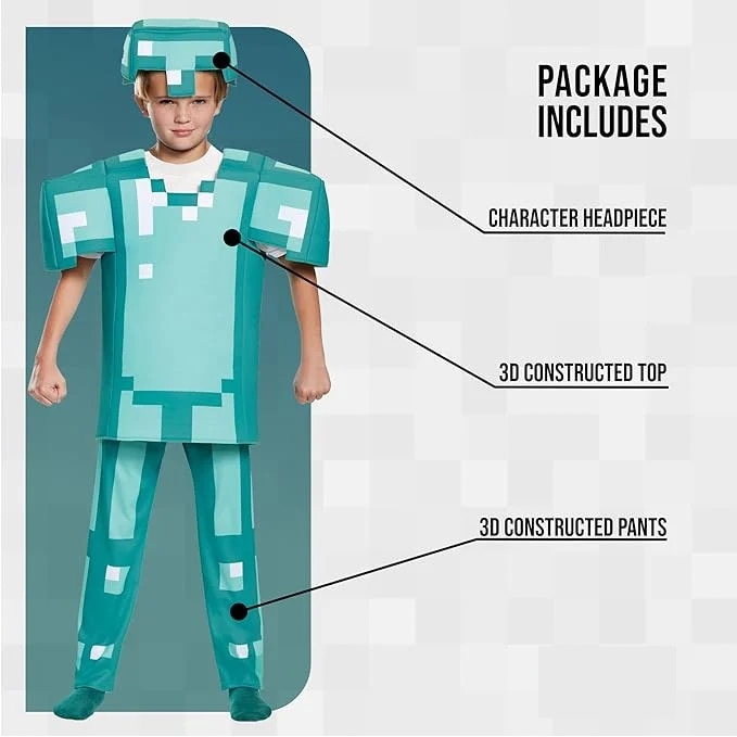 Costum Minecraft pentru copii, Armura de Diamond, Tesatura fina, 120, 4 ...