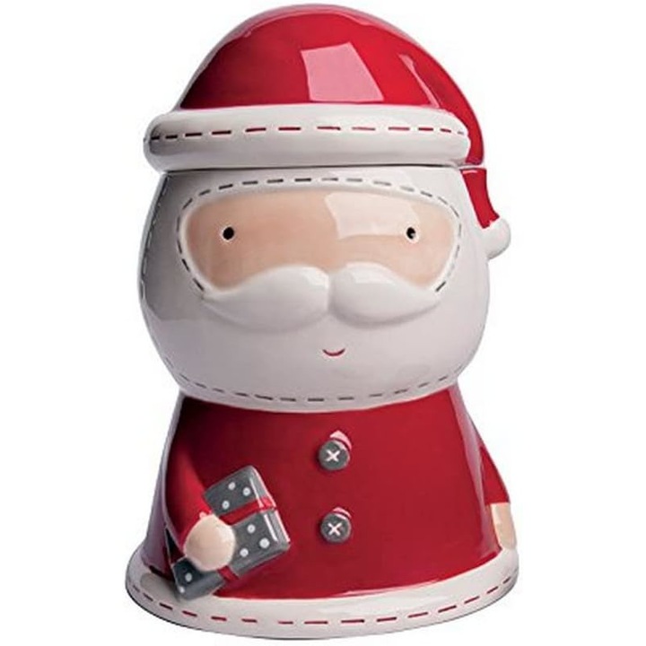 Borcan ceramic prajituri, Excelsa, Santa Claus, cu capac, de Craciun, 25x43 cm