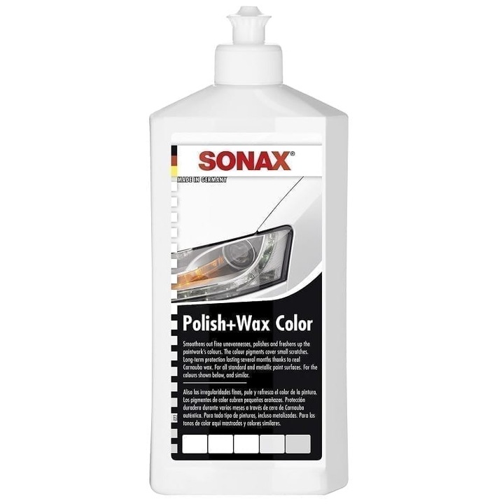 Set 2 x Polish cu Ceara pentru Culoarea Alba, Polish&Wax Nanopro, 250 ml, Sonax