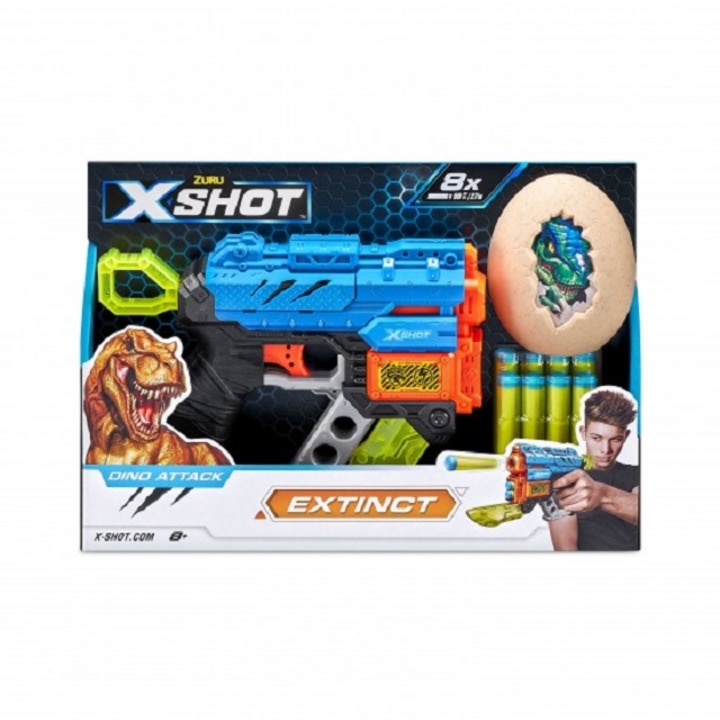 Arma de jucarie X−Shot Dino Attack Extinct, 8 cartuse, 1 tinta ou
