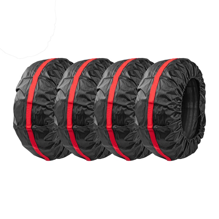 Комплект от 4 защитни калъфа от полиестер за съхранение на гуми, 40 - 72 см, черни