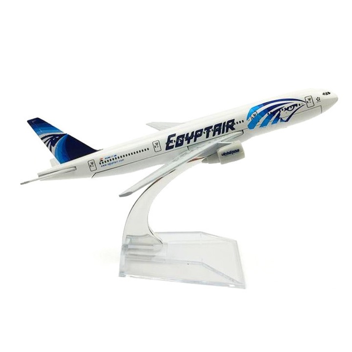 Модел на самолет Egypt Air Boeing B777, метал, 16 см, мащаб 1:400