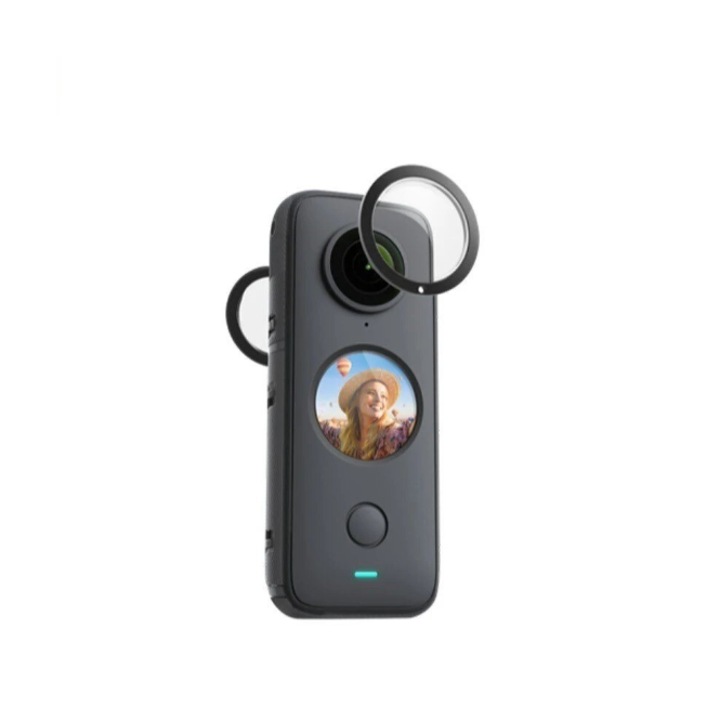 Комплект от 2 стъклени предпазни лещи за Insta360 ONE X2, лесен монтаж, пълна защита на лещите, прозрачни