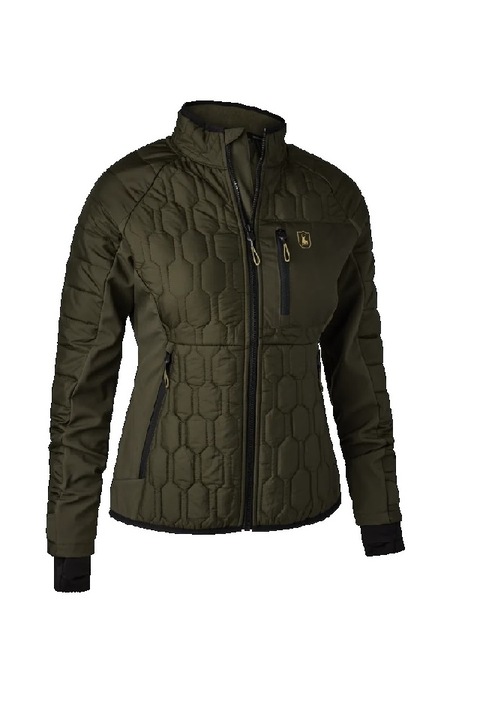 Яке Deerhunter Lady Mossdale Quilted, комбинация от капитониран материал и софтшел, изолирано, водоотблъскващо, с маншети против буря, маслинено зелено, размер 38