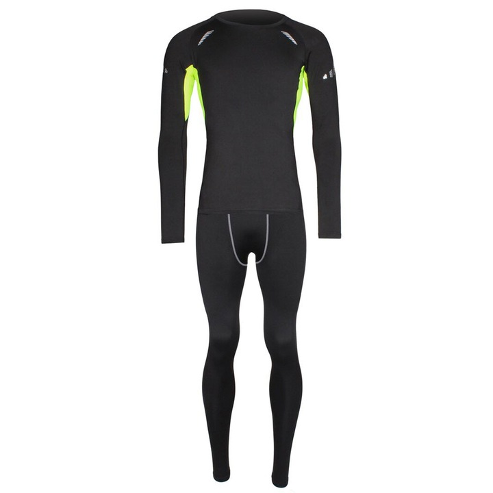 Set functional bluza si pantaloni termici Merco Thick Warm, adulti, verde, Verde/Negru