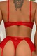 Секси комплект бельо, сутиен и бикини thong + жартиери, червен, размер S