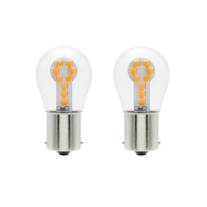 Set 2 LED P21/5W 18 SMD technology pentru semnalizare portocaliu