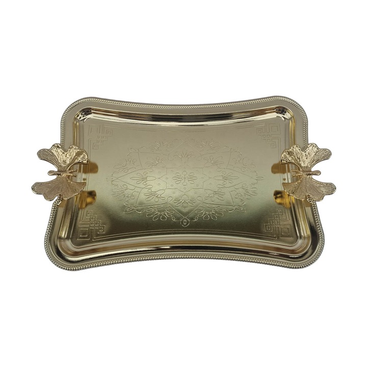 Tavita cu ornament stil turcesc din zamac, I17.5xl25xh1.5 cm, EHA - Auriu