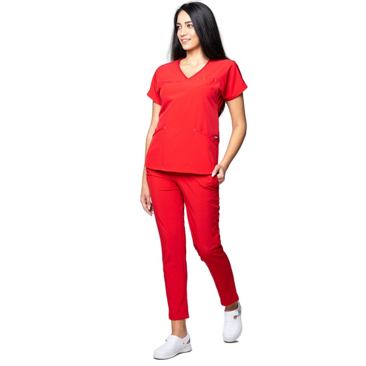 Медицински костюм TAG Premium Ambra Cotton Stretch, Червен, 3XL