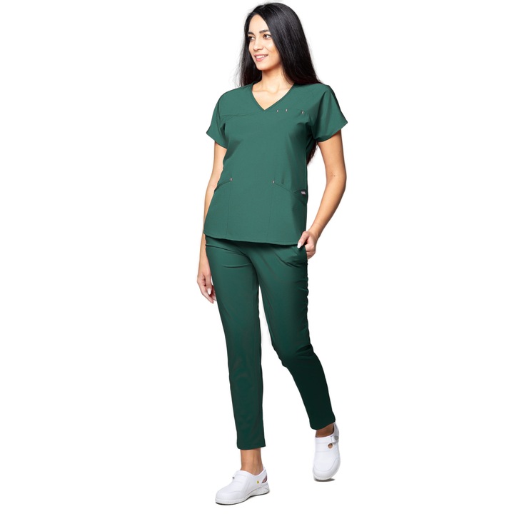Costum medical de dama TAG Premium Ambra, Verde Spital, XS