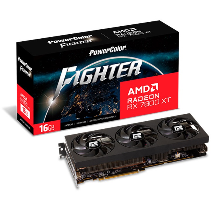 Видео карта POWERCOLOR Radeon RX 7800 XT Fighter, 16GB GDDRX, 256-bit