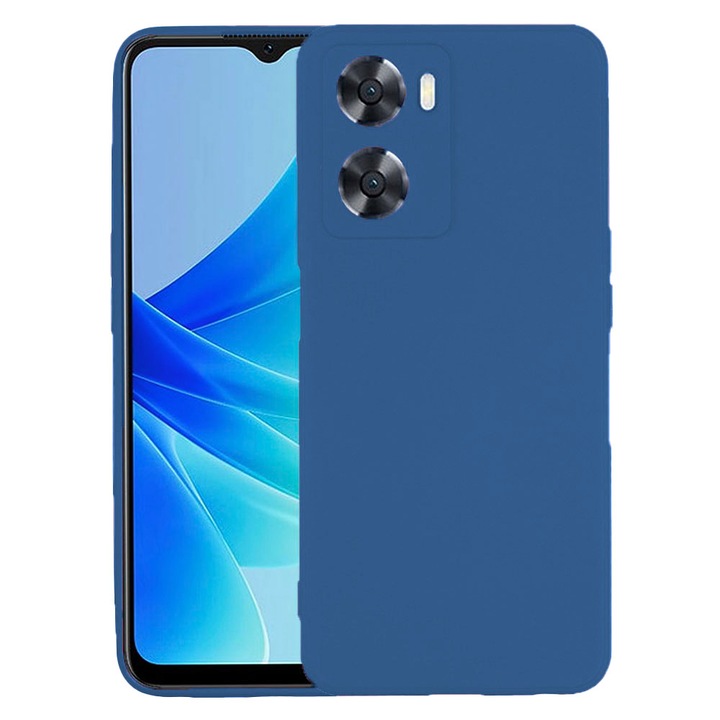 Védőburkolat, bársony belső, kompatibilis Oppo A57 / A57s, FONIX BloomShield, szilikon, emelt élek, vékony, Sötétkék