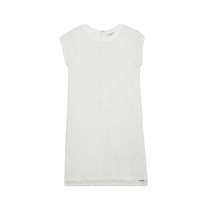 Rochie pentru copii cu croiala dreapta, Guess, poliester, alb, 128cm