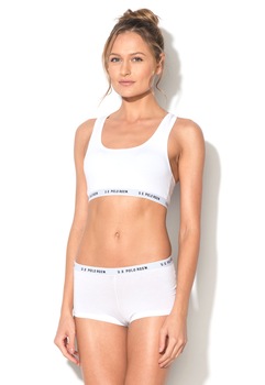 U.S. Polo Assn., Set alb de brasiera si boxeri, Alb, 40 U.S. Polo Assn., Set alb de brasiera si boxeri, Alb, 40