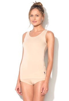 U.S. Polo Assn., Top bej cu decolteu rotund U.S. Polo Assn., Top bej cu decolteu rotund