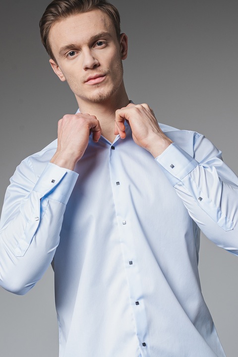 Karl Lagerfeld, Normál fazonú ing klasszikus gallérral, Jégkék